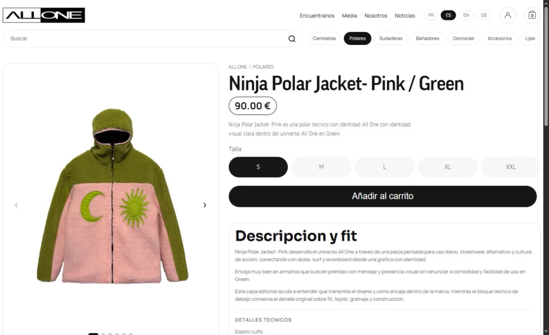 Ficha de la chaqueta Ninja Polar: imágenes, tallas y opciones de compra.