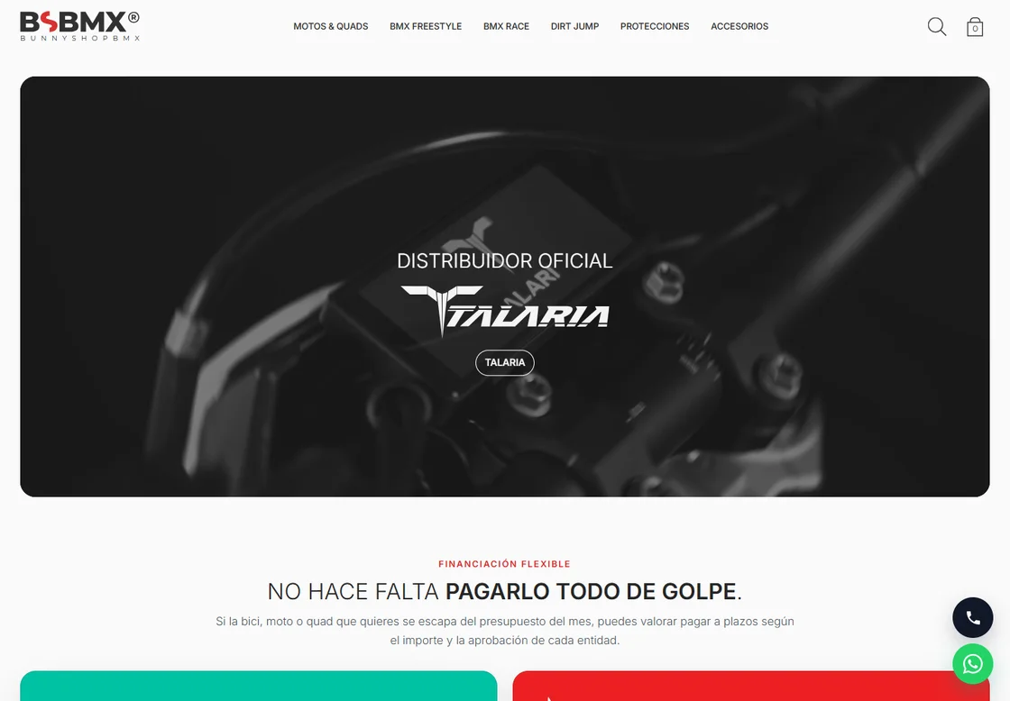 Portada de la tienda y presentación de sus principales líneas de producto.