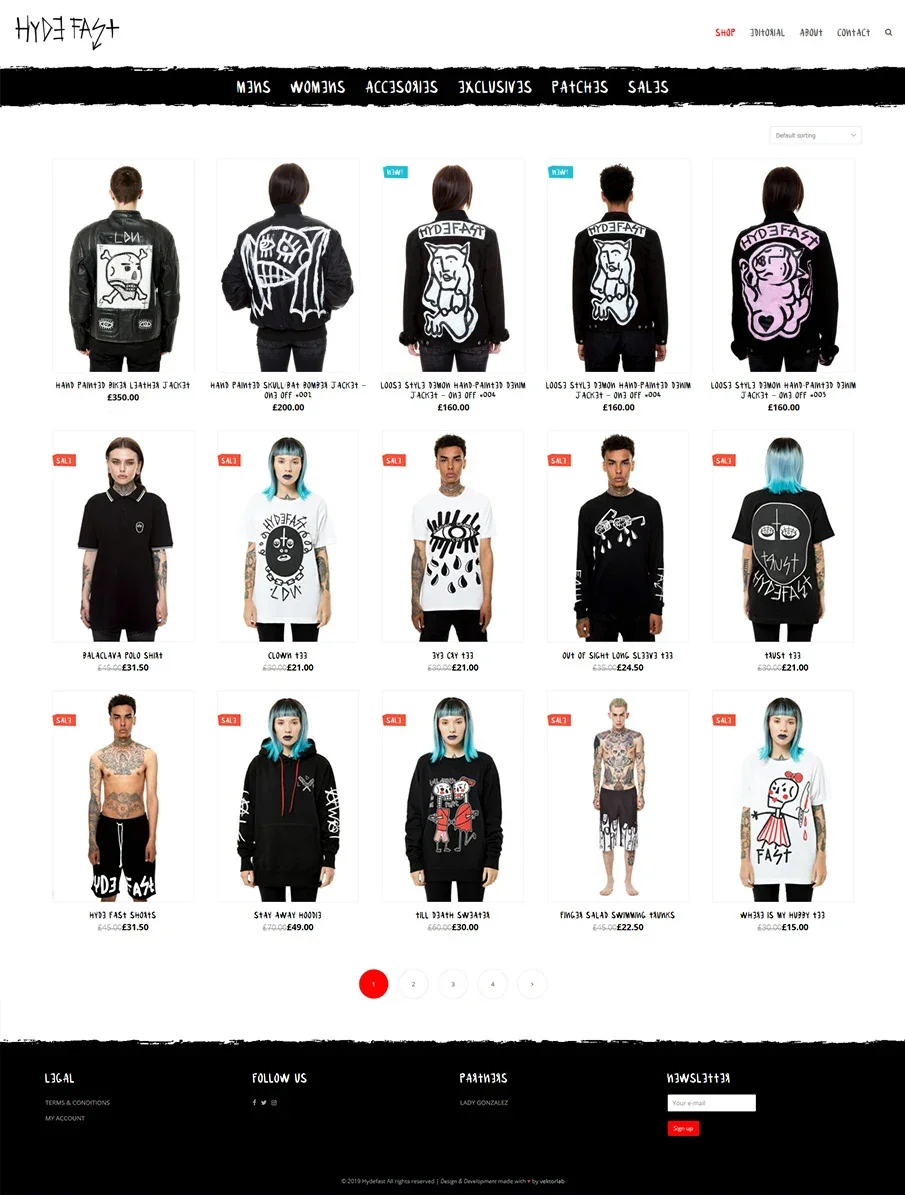 Vista del catálogo de la tienda online.