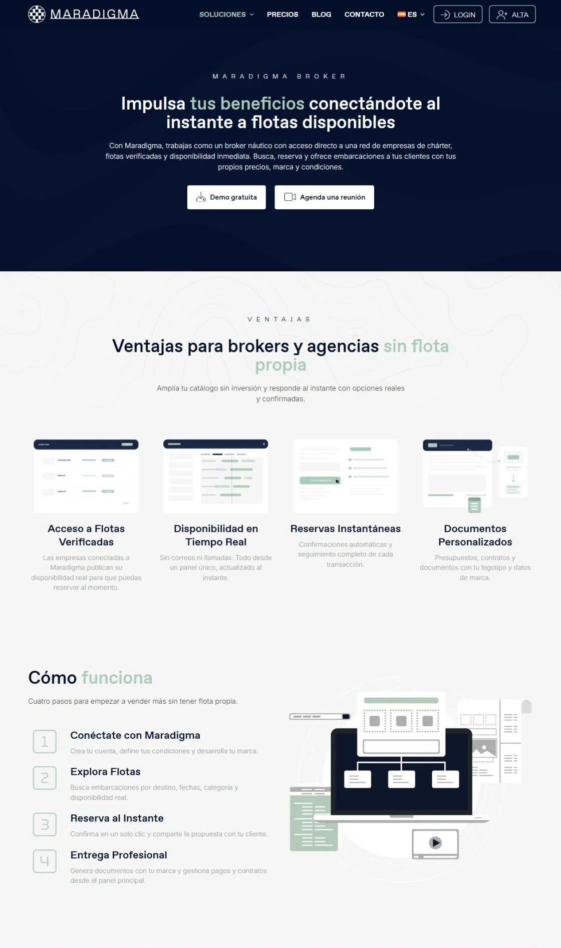 Web pública actual: solución para brokers náuticos (maradigma.com/es/broker/).