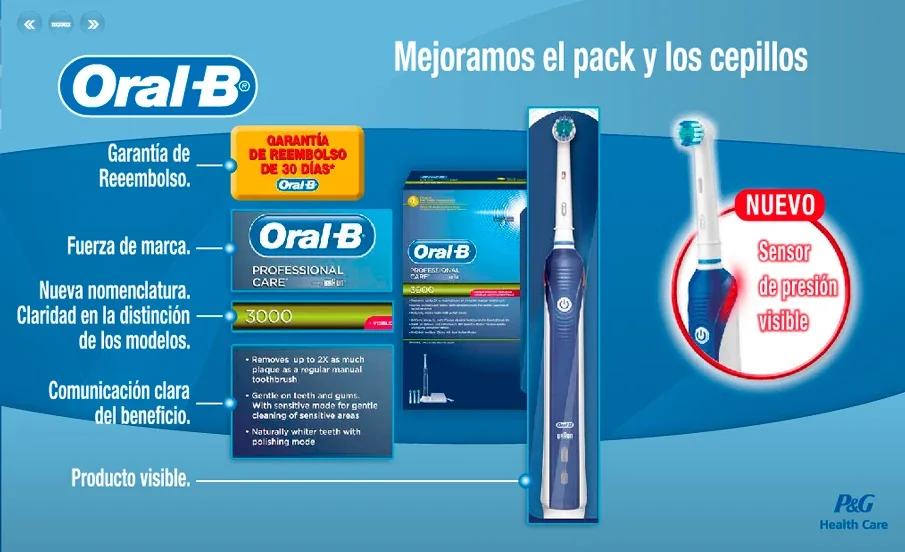 Presentación de la gama Oral-B dentro de la aplicación.