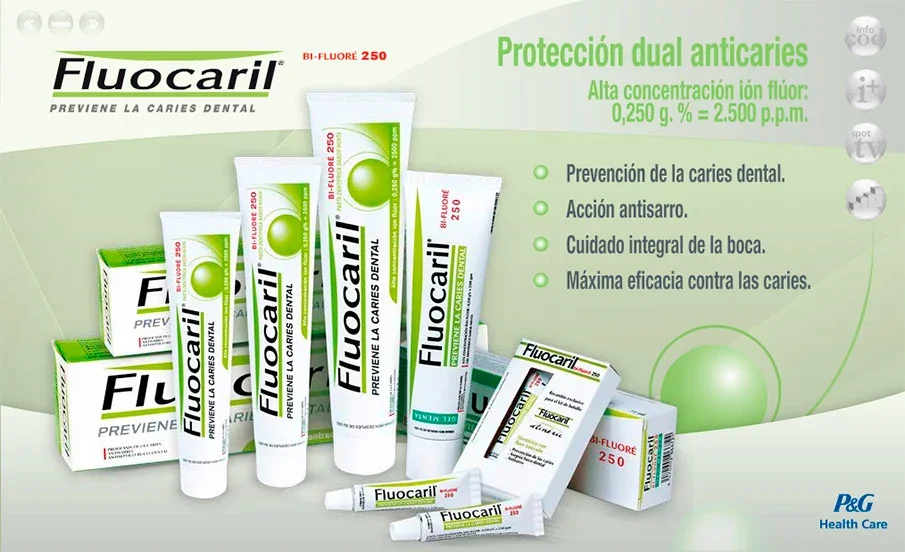 Pantalla informativa de producto Fluocaril.
