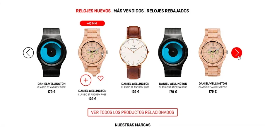 Selección de relojes y categorías destacadas.